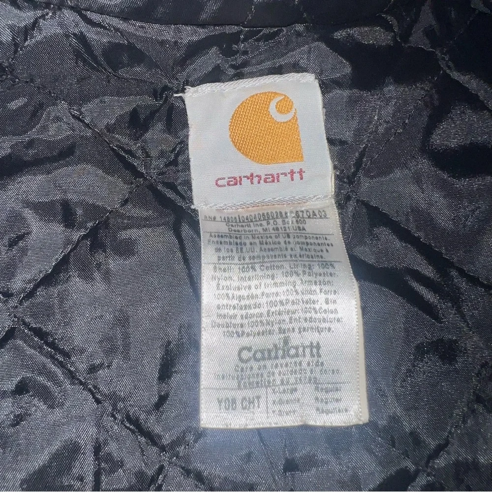 VTG Carhartt Youth YYJ130 DKB Canvas Full Zip Jacket Hooded Chore Work Coat XL - Picture 4 of 8